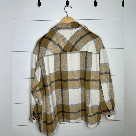 Workshop Plaid Oversized Shacket Jacket Brown Tan - Size XL - Picture 7 of 7